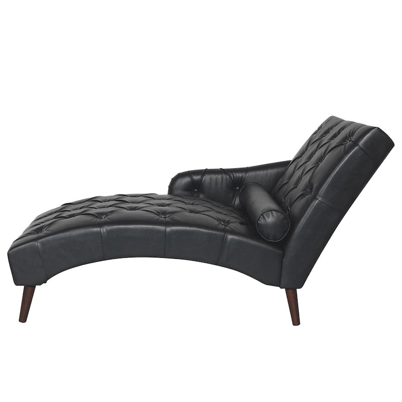 Christopher Knight Home - Isabella Indoor Chaise Lounge Armchair with Pillow and Solid Wood Legs