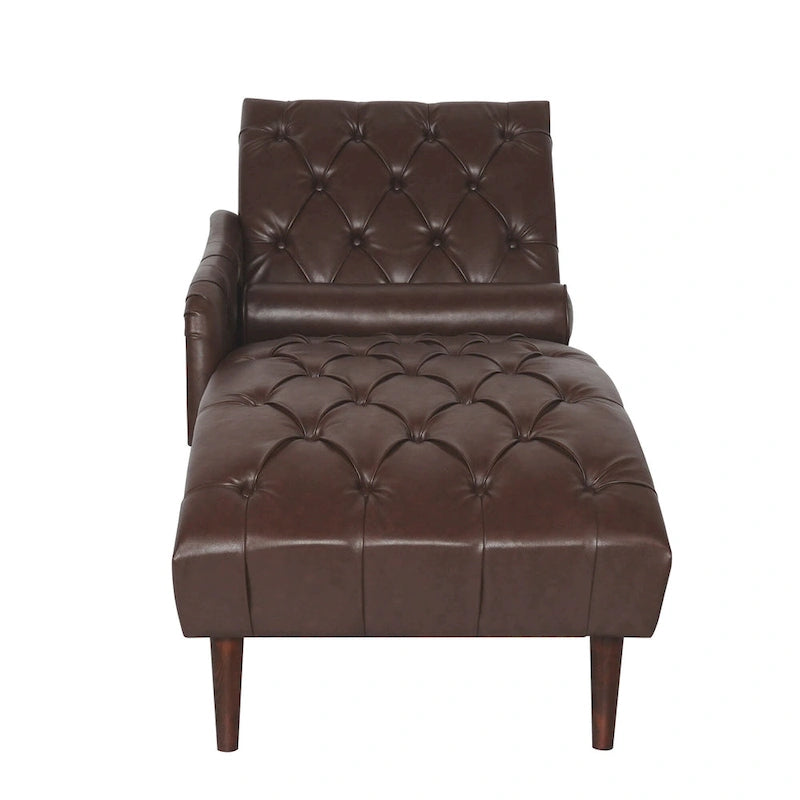 Christopher Knight Home - Isabella Indoor Chaise Lounge Armchair with Pillow and Solid Wood Legs