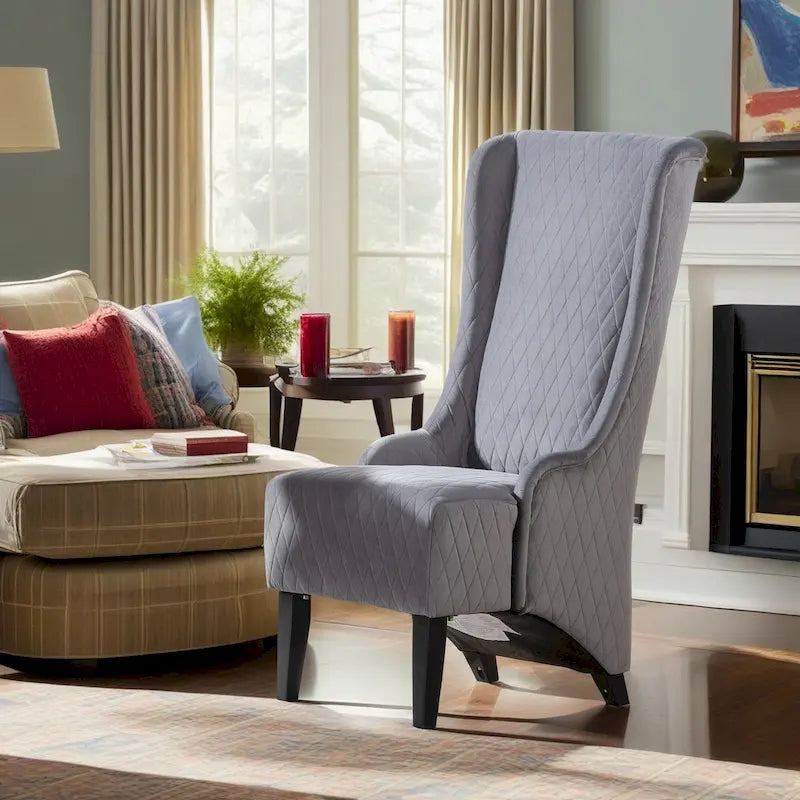 Christopher Knight Home - Evelyn High-Back Velvet Wingback Chair with Wooden Legs