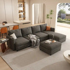Christopher Knight Home - Stellar Modular U-Shaped Sectional Sofa Bed with Storage, 6 Seats, Ottoman, and Chenille Fabric