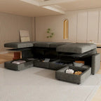 Christopher Knight Home - Stellar Modular U-Shaped Sectional Sofa Bed with Storage, 6 Seats, Ottoman, and Chenille Fabric