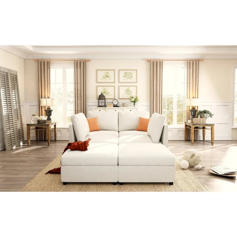 Christopher Knight Home - Stellar Modular U-Shaped Sectional Sofa Bed with Storage, 6 Seats, Ottoman, and Chenille Fabric