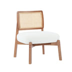 -Alma (Set of 2) Modern Beige Lounge Chair with Woven Backrest, Sturdy Wooden Frame