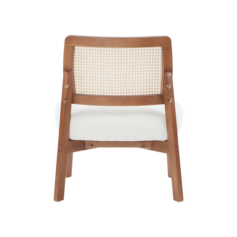 -Alma (Set of 2) Modern Beige Lounge Chair with Woven Backrest, Sturdy Wooden Frame