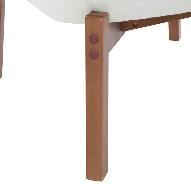 -Alma (Set of 2) Modern Beige Lounge Chair with Woven Backrest, Sturdy Wooden Frame