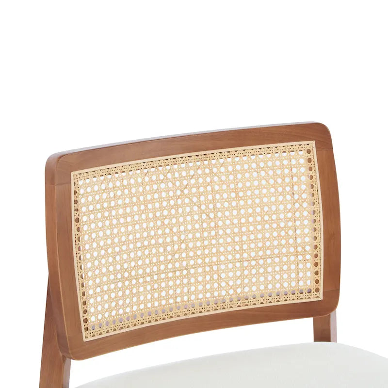 -Alma (Set of 2) Modern Beige Lounge Chair with Woven Backrest, Sturdy Wooden Frame
