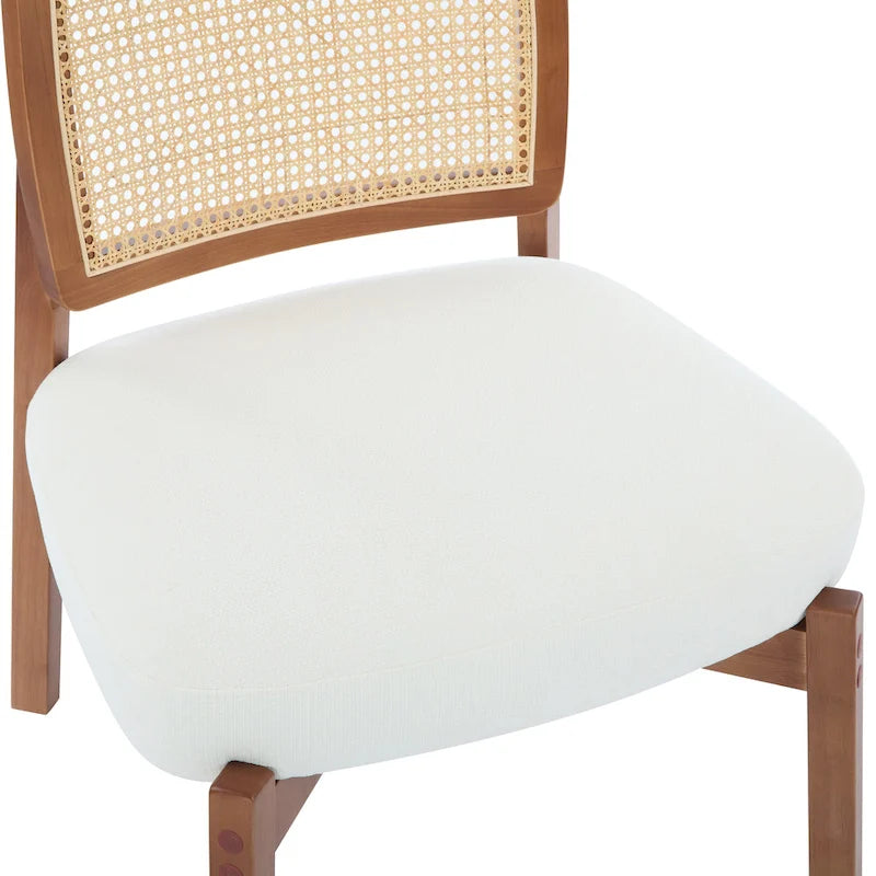 -Alma (Set of 2) Modern Beige Lounge Chair with Woven Backrest, Sturdy Wooden Frame