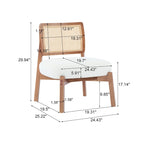 -Alma (Set of 2) Modern Beige Lounge Chair with Woven Backrest, Sturdy Wooden Frame