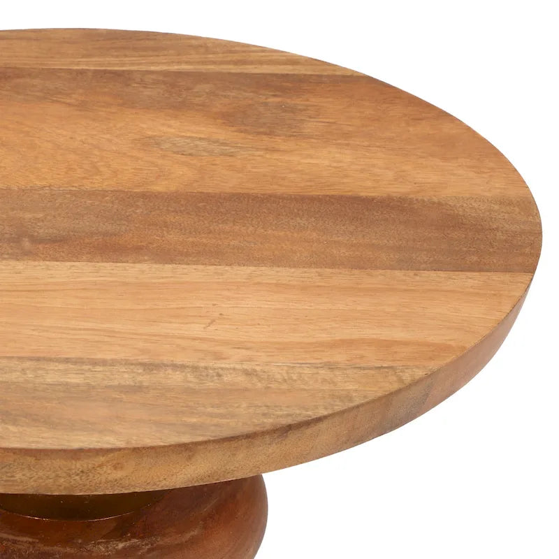 Christopher Knight Home Mango Wood and Metal Pedestal End Table