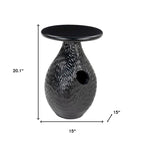 HomeRoots 20 Black Solid Wood Round Pedestal End Table - 15' X '20.1' X '15