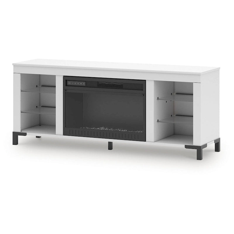 Signature Design by Ashley Brollevi White 60 TV Stand with Electric Fireplace for TVs up to 69