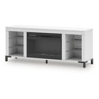 Signature Design by Ashley Brollevi White 60 TV Stand with Electric Fireplace for TVs up to 69