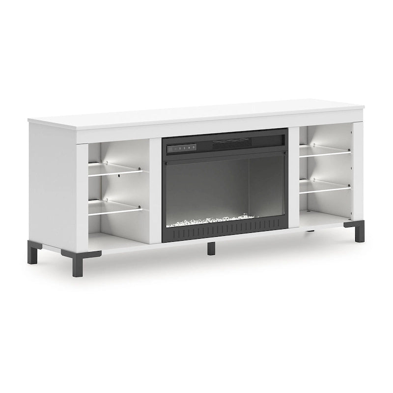 Signature Design by Ashley Brollevi White 60 TV Stand with Electric Fireplace for TVs up to 69