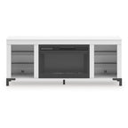 Signature Design by Ashley Brollevi White 60 TV Stand with Electric Fireplace for TVs up to 69