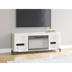 Signature Design by Ashley Brollevi White 60 TV Stand with Electric Fireplace for TVs up to 69