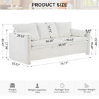 3-Seater Sofa 77 Chenille Couch - Plush Triple Seater Sofa with High-Density Foam Cushions, Deep Seat Living Room Couch