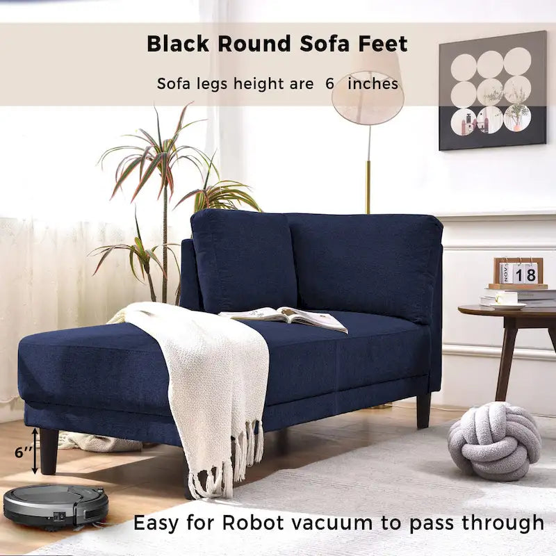 65 Modern Linen Corner Chaise Lounge with Removable Cushions, Sleeper Sofa Bed, Leisure Sofa, Upholstered Chaise Lounge