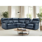 Genuine Leather Power Recliner Sectional Sofa with Console, Ajustable Headrest, USB&USB-C Port, 1 Power Armlesschair