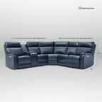 Genuine Leather Power Recliner Sectional Sofa with Console, Ajustable Headrest, USB&USB-C Port, 1 Power Armlesschair
