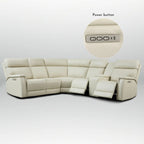 Genuine Leather Power Recliner Sectional Sofa with Console, Ajustable Headrest, USB&USB-C Port, 1 Power Armlesschair