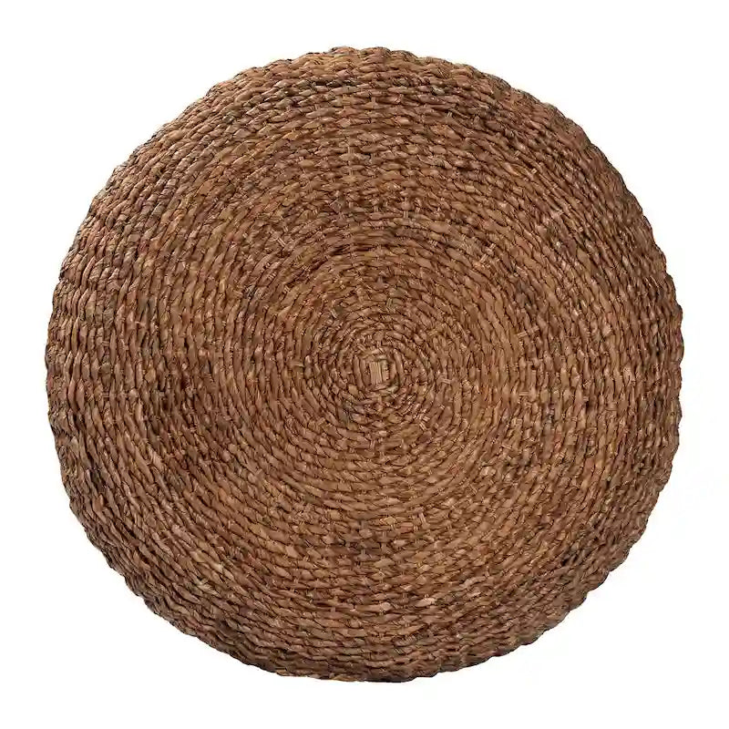 Riau Handwoven Seagrass Coffee Table with Wooden Legs - Natural Wicker Round Living Room Table for Living Room or Bedroom Dcor