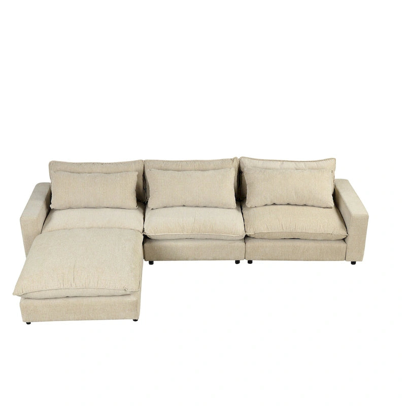 L-Shaped Reversible Sleeper Sectional Couch Pull Out Sofa Bed with Storage Racks, 2 Pillows and USB Port for Living Room