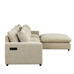 L-Shaped Reversible Sleeper Sectional Couch Pull Out Sofa Bed with Storage Racks, 2 Pillows and USB Port for Living Room