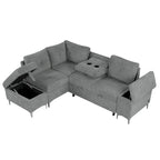Power Recliner Corner Sofa Reclining Sofa Sectional Couches with Cup Holders, USB Ports and Power Socket for Living Room