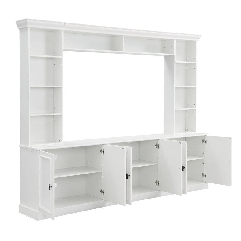 4-Piece Wall Unit Entertainment Center Set with Bookshelf , Versatile TV Stand with Adjustable Shelf, Media Console with Bridge
