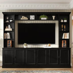 4-Piece Wall Unit Entertainment Center Set with Bookshelf , Versatile TV Stand with Adjustable Shelf, Media Console with Bridge