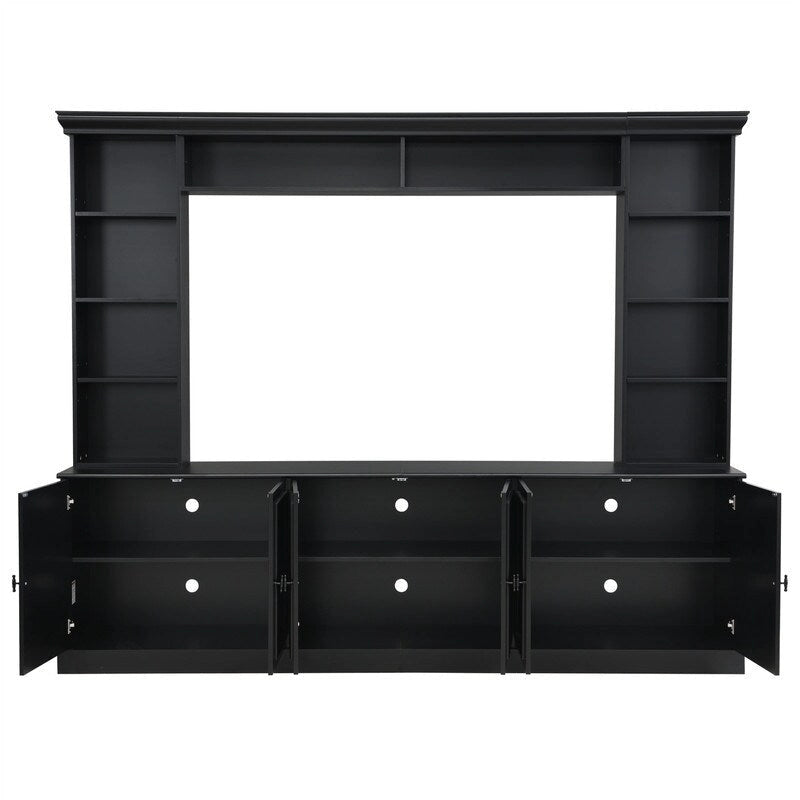 4-Piece Wall Unit Entertainment Center Set with Bookshelf , Versatile TV Stand with Adjustable Shelf, Media Console with Bridge