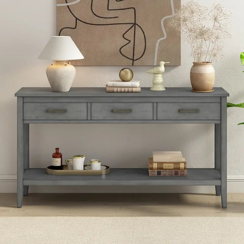 Contemporary 3-Drawer Console Table with 1 Shelf