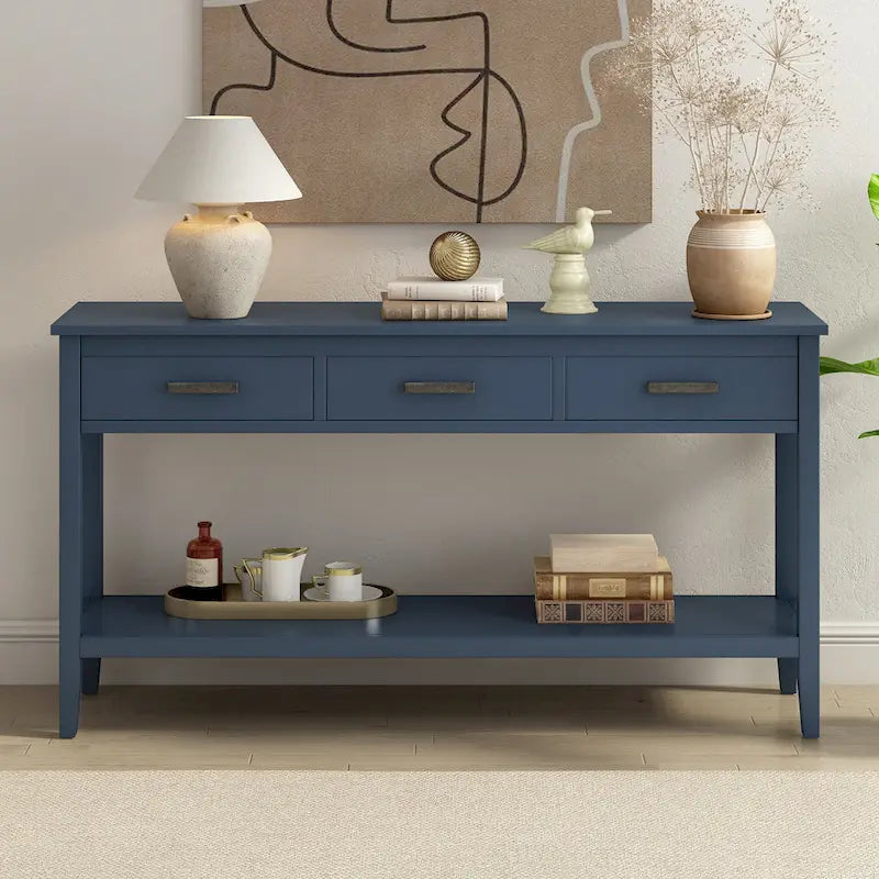 Contemporary 3-Drawer Console Table with 1 Shelf
