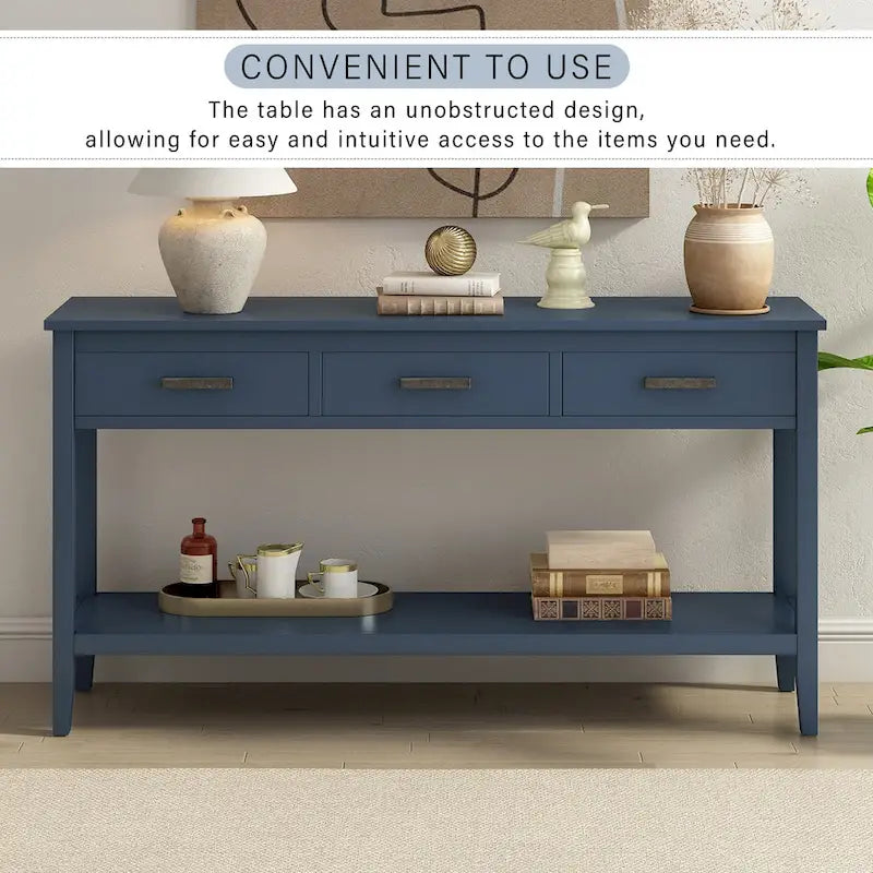 Contemporary 3-Drawer Console Table with 1 Shelf