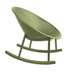 Mid-Century Modern Plastic Rocking Lounge Chair Plastic Legs with Breathable Perforated Egg Shaped Seat for Indoor/Outdoor Use