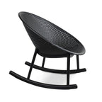 Mid-Century Modern Plastic Rocking Lounge Chair Plastic Legs with Breathable Perforated Egg Shaped Seat for Indoor/Outdoor Use