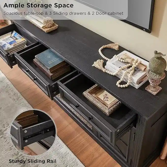 Farmhouse Fireplace TV Stand for Up to 80 TV, Entertainment Center