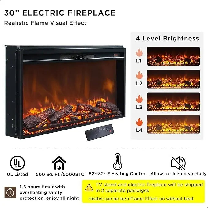 Farmhouse Fireplace TV Stand for Up to 80 TV, Entertainment Center