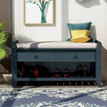 39 Solid Wood Shoe Rack with Cushioned Seat & Drawers, Multipurpose Storage Bench Entryway Ottoman for Living Room,Hallway
