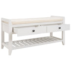 39 Solid Wood Shoe Rack with Cushioned Seat & Drawers, Multipurpose Storage Bench Entryway Ottoman for Living Room,Hallway