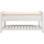 39 Solid Wood Shoe Rack with Cushioned Seat & Drawers, Multipurpose Storage Bench Entryway Ottoman for Living Room,Hallway