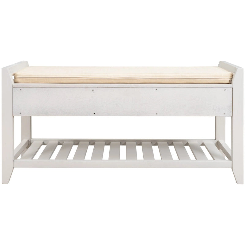 39 Solid Wood Shoe Rack with Cushioned Seat & Drawers, Multipurpose Storage Bench Entryway Ottoman for Living Room,Hallway