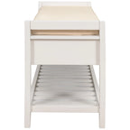39 Solid Wood Shoe Rack with Cushioned Seat & Drawers, Multipurpose Storage Bench Entryway Ottoman for Living Room,Hallway