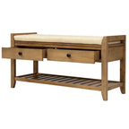 39 Solid Wood Shoe Rack with Cushioned Seat & Drawers, Multipurpose Storage Bench Entryway Ottoman for Living Room,Hallway