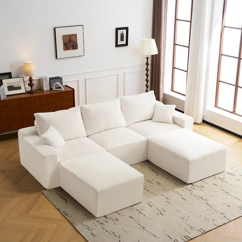 GDFStudio - Olivia Morgan Ultra-Soft Modular 110-Inch L-Shaped Cloud Sofa With No-Assembly, Full-Compression Comfort