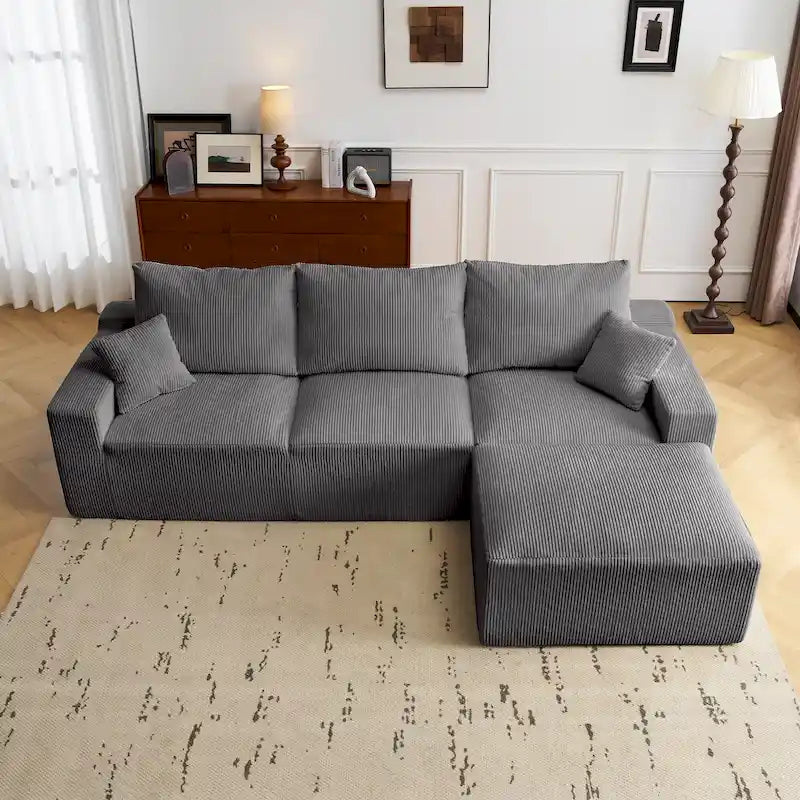GDFStudio - Olivia Morgan Ultra-Soft Modular 110-Inch L-Shaped Cloud Sofa With No-Assembly, Full-Compression Comfort
