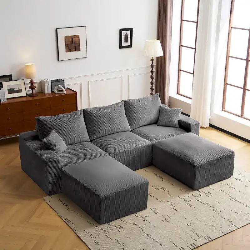 GDFStudio - Olivia Morgan Ultra-Soft Modular 110-Inch L-Shaped Cloud Sofa With No-Assembly, Full-Compression Comfort