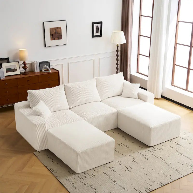 GDFStudio - Olivia Morgan Ultra-Soft Modular 110-Inch L-Shaped Cloud Sofa With No-Assembly, Full-Compression Comfort