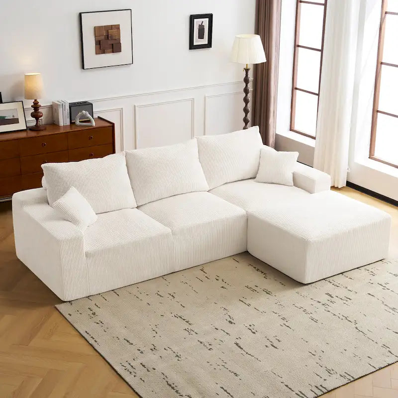 GDFStudio - Olivia Morgan Ultra-Soft Modular 110-Inch L-Shaped Cloud Sofa With No-Assembly, Full-Compression Comfort