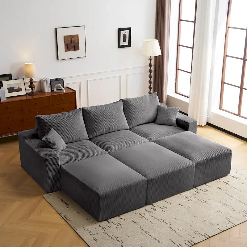 GDFStudio - Olivia Morgan Ultra-Soft Modular 110-Inch L-Shaped Cloud Sofa With No-Assembly, Full-Compression Comfort